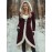 Women'S Y2K Retro Double-Breasted Faux Fur Coat - Burgundy & White, Asymmetrical Hem, Loose Fit, Long Sleeve, Winter Outerwear for Fall/Winter, Winter Coat