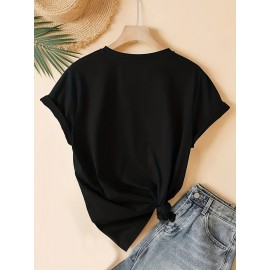 3pcs set Spider & Spider Web print t-shirt, short sleeve crew neck casual top for summer & spring, Women's clothing