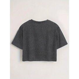 Women'S Slim Fit Bow Print Crop Top T-Shirt - Short Sleeve Crew Neck Casual Tee, Lightweight & Breathable for Spring/Summer Outfits, Machine Washable, Everyday Fashion, Everyday Tshirt | Bow Print Shirt | Glossy Texture