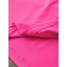 [Pink Cat Tshirt] Bright Pink Women's Cat Lover Graphic T-Shirt | Short Sleeve Crew Neck Casual Top with 