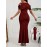 Women's Elegant Formal Evening gown - Rich Red Mermaid party dress, Bodycon fit long Formal Attire with Zipper Back, Machine Washable Wedding & Gala Outfit for Women, Event Attire, Structured Silhouette