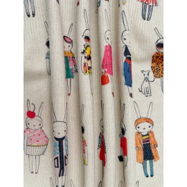 [All-Over Print] [Thin] [Sweater] All-Over Print Rabbit Woman Pattern Thin, Casual Crew Neck Short Sleeve Sweater, Women's Clothing Mother's Day Gift