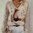 [Elegant Bohemian Top] Bohemian Elegant V-Neck Long Sleeve Top for Women | Animal Print, All-Season Versatile Pullover Sweater - Ideal for Office, Streetwear, Home, and Travel