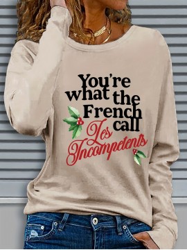 1pc Women'S Long Sleeve Crew Neck Casual Top with 